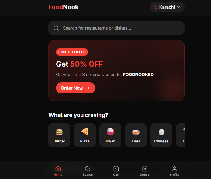 FoodNook Delivery App